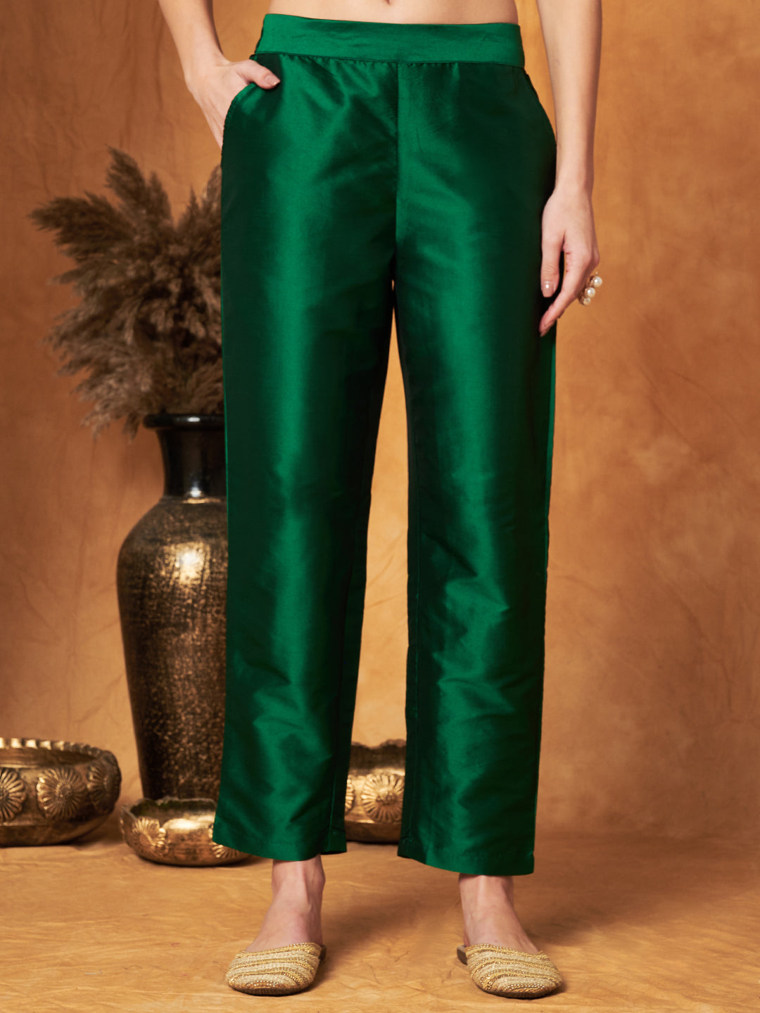 Elegant Green Kurta with Pant & Dupatta Set