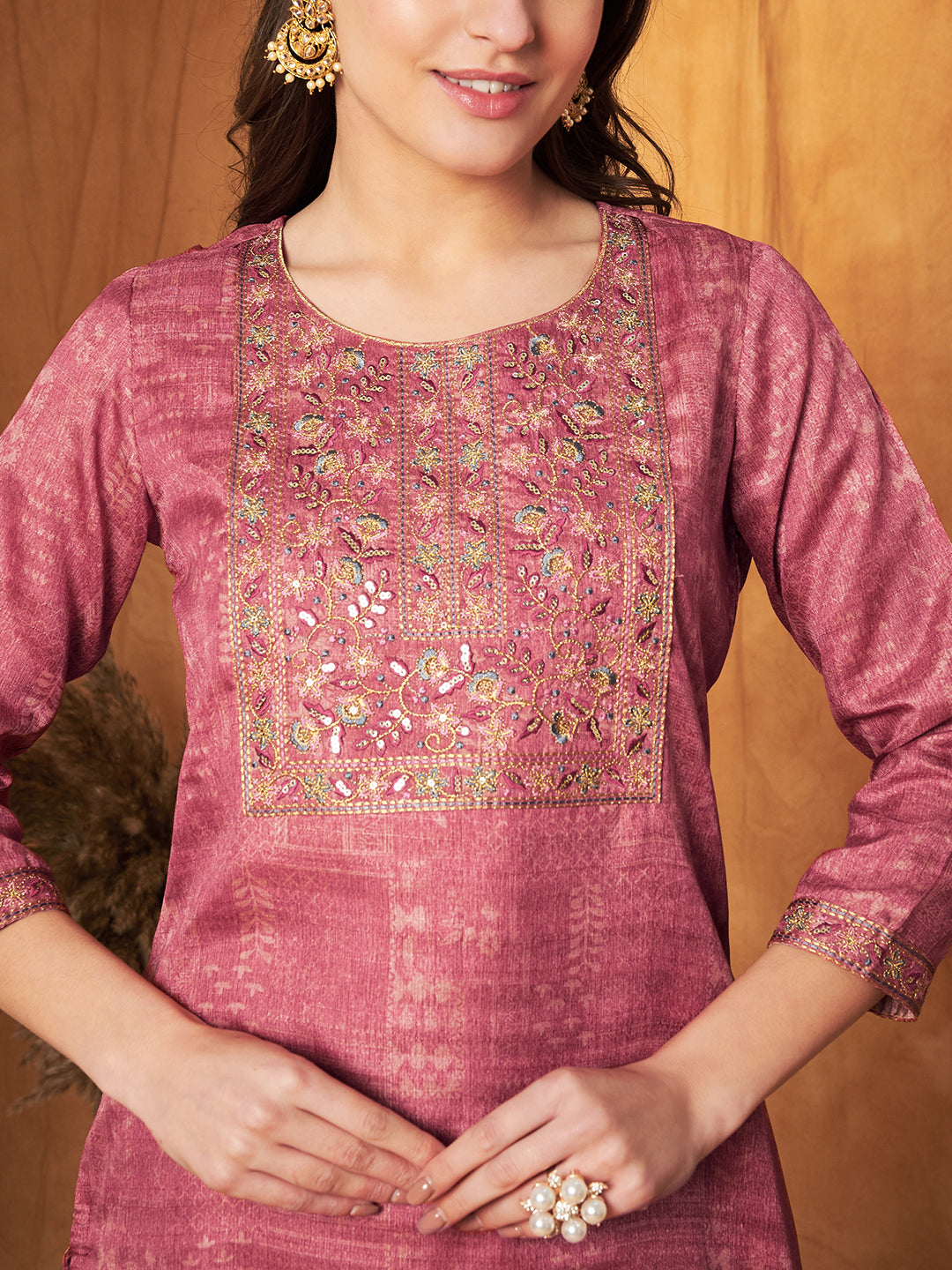 Embroidered Kurta with Pant & Dupatta Set