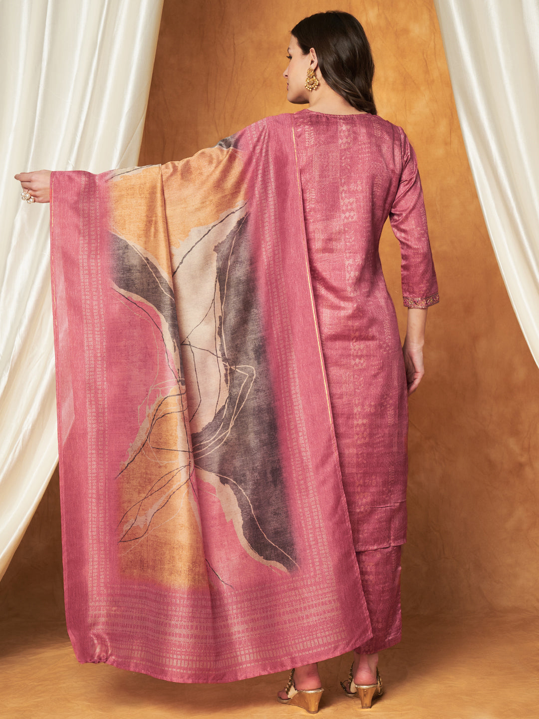 Embroidered Kurta with Pant & Dupatta Set