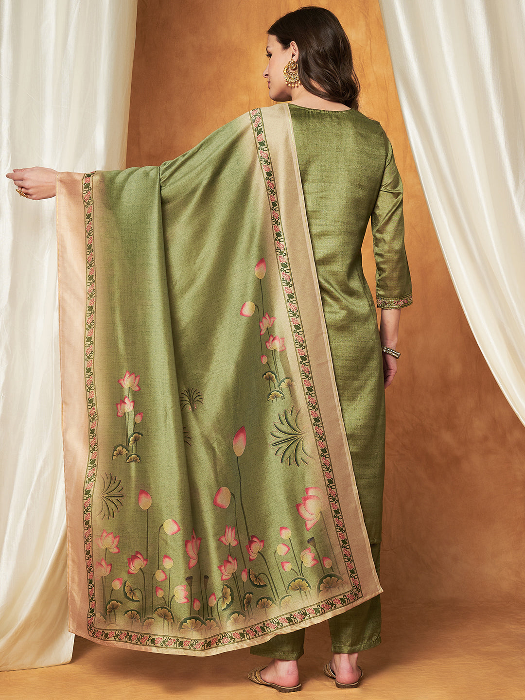 Embroidered Kurta with Pant & Dupatta Set