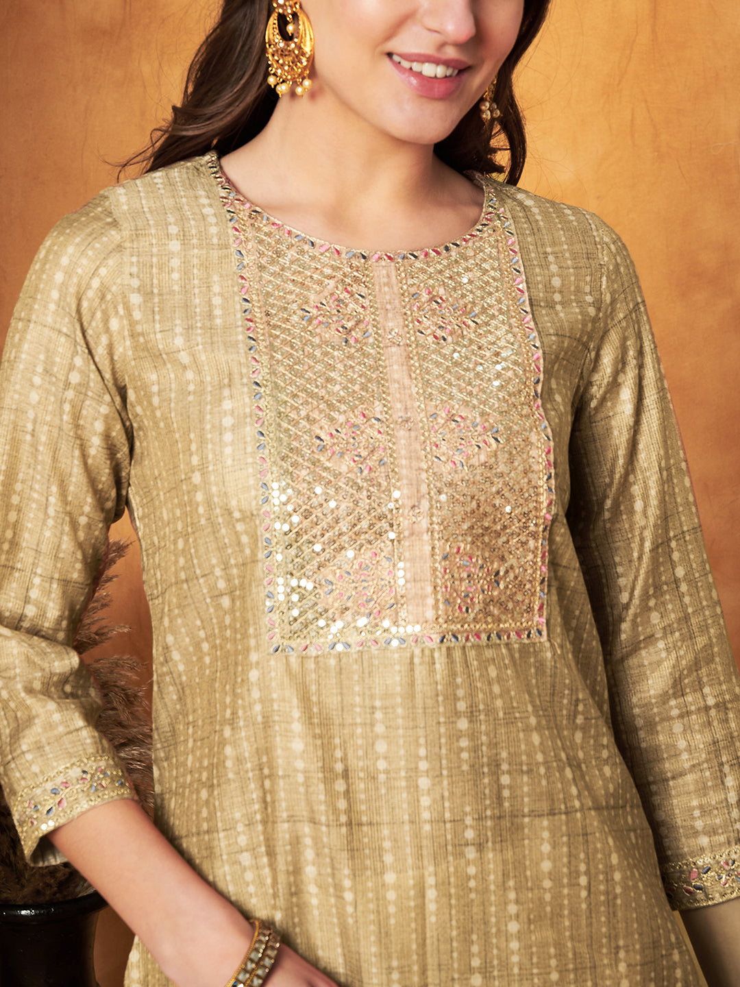 Embroidered Kurta with Pant & Dupatta Set