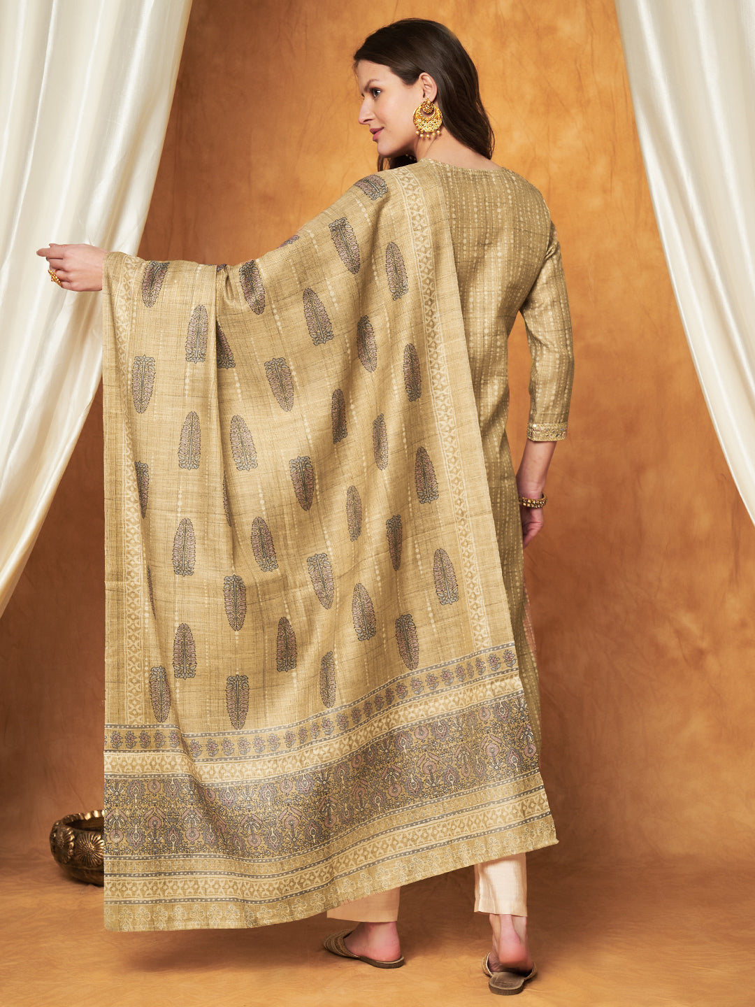 Embroidered Kurta with Pant & Dupatta Set