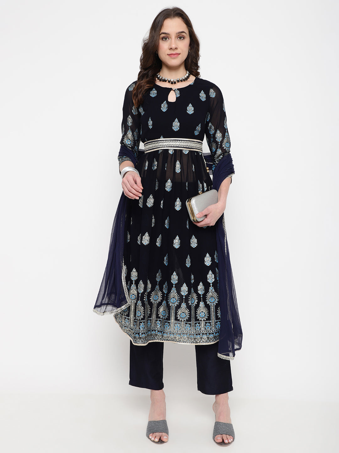 Nayra Cut Kurta Set with Foil Print