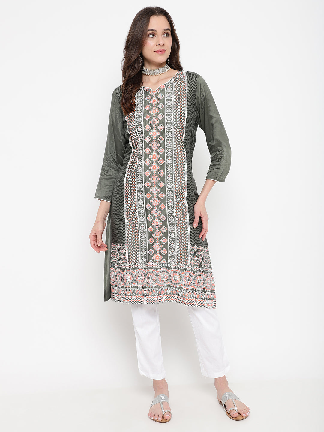 Be Indi Women Grey Printed kurta