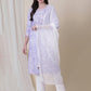 Purple Embroidered Kurta With Straight Pant & With Dupatta.