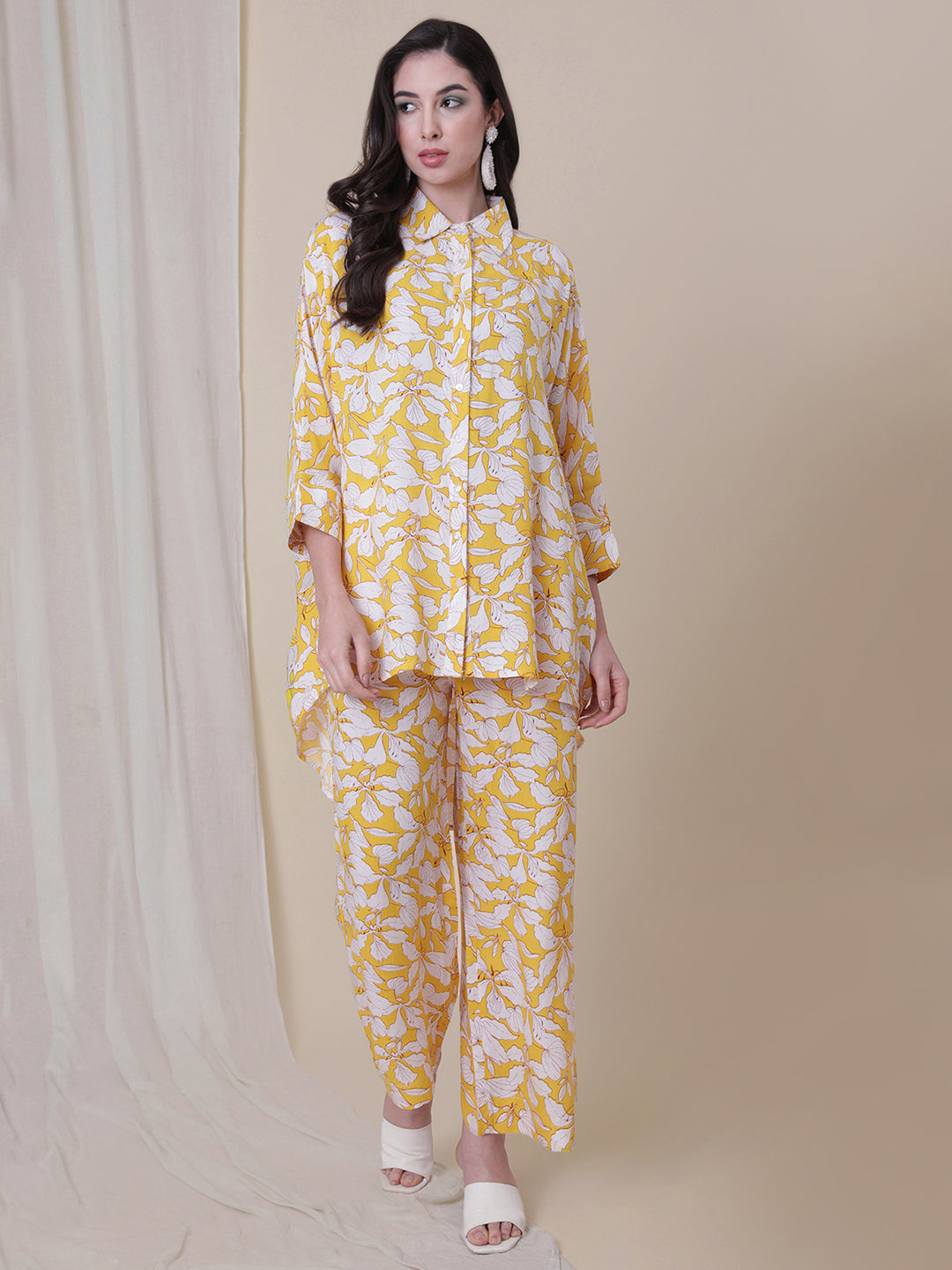 Yellow Color floral Printed Co-Ord Set .