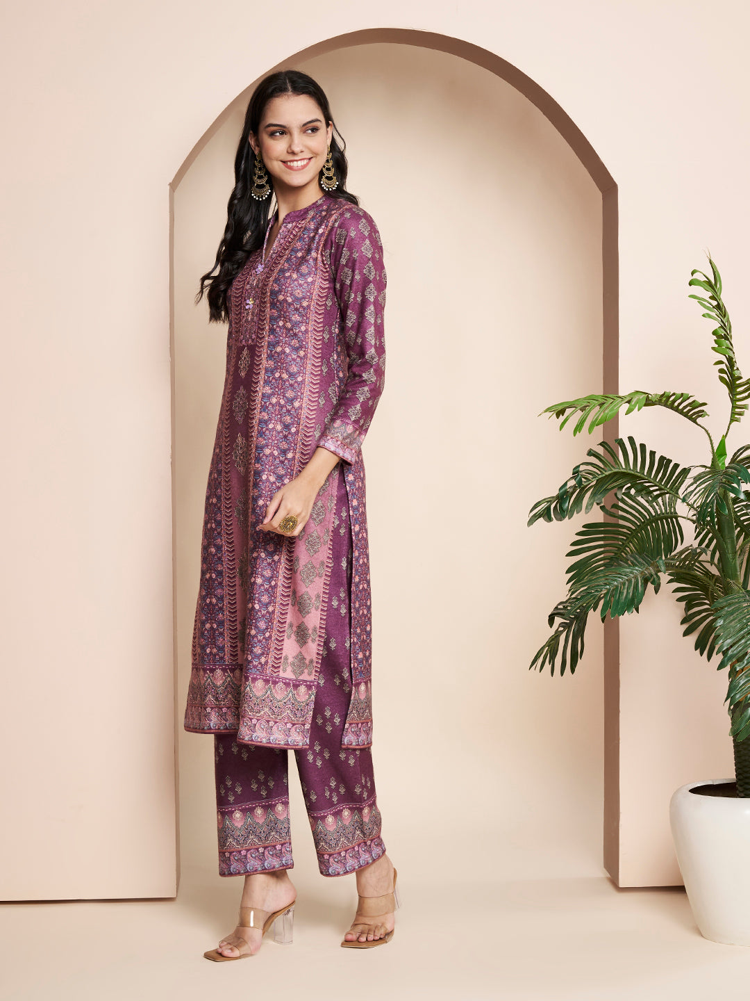 Winter Printed Handwork Kurta With Pant