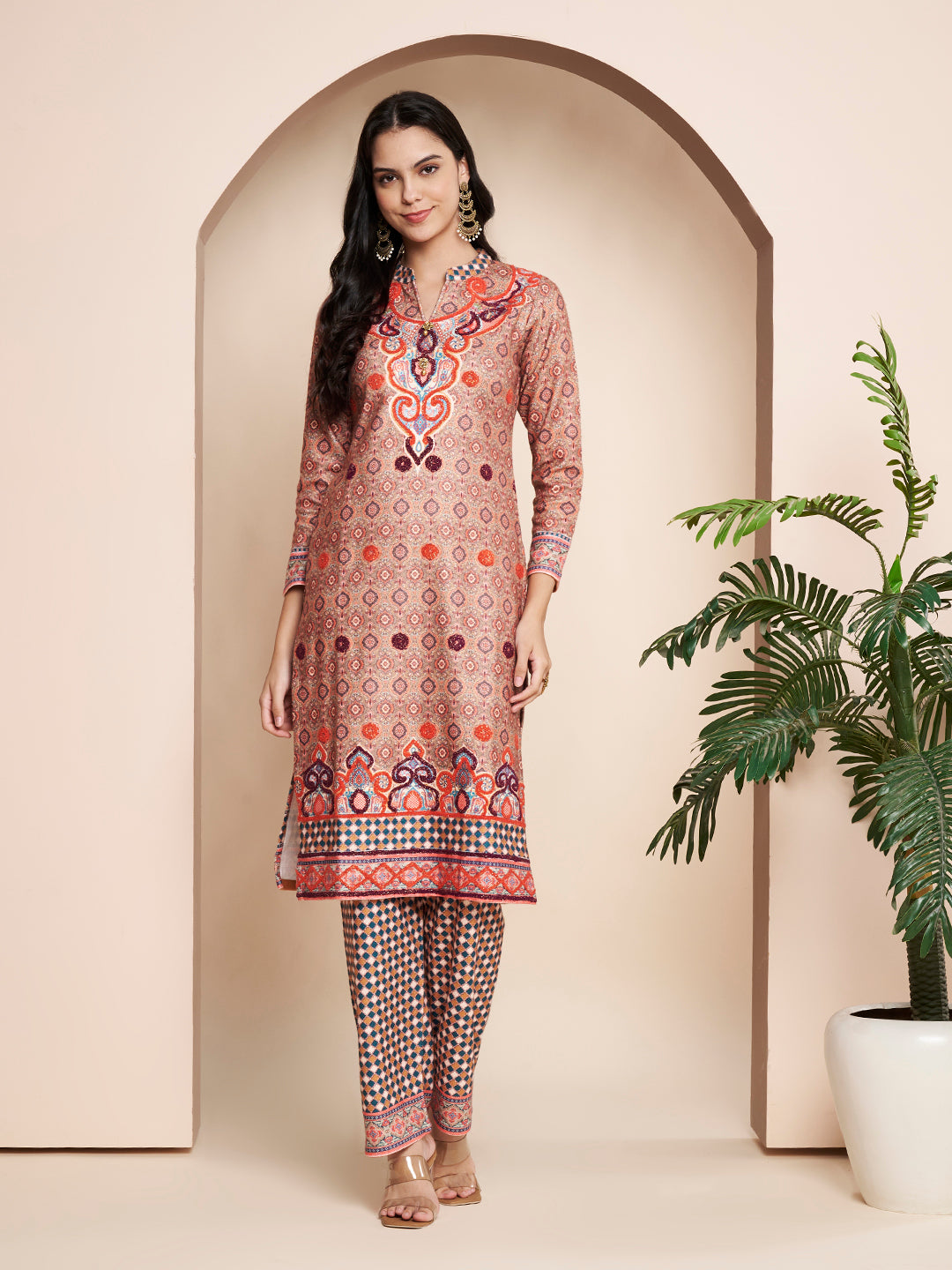 Winter Kurta Printed Handwork With Pant