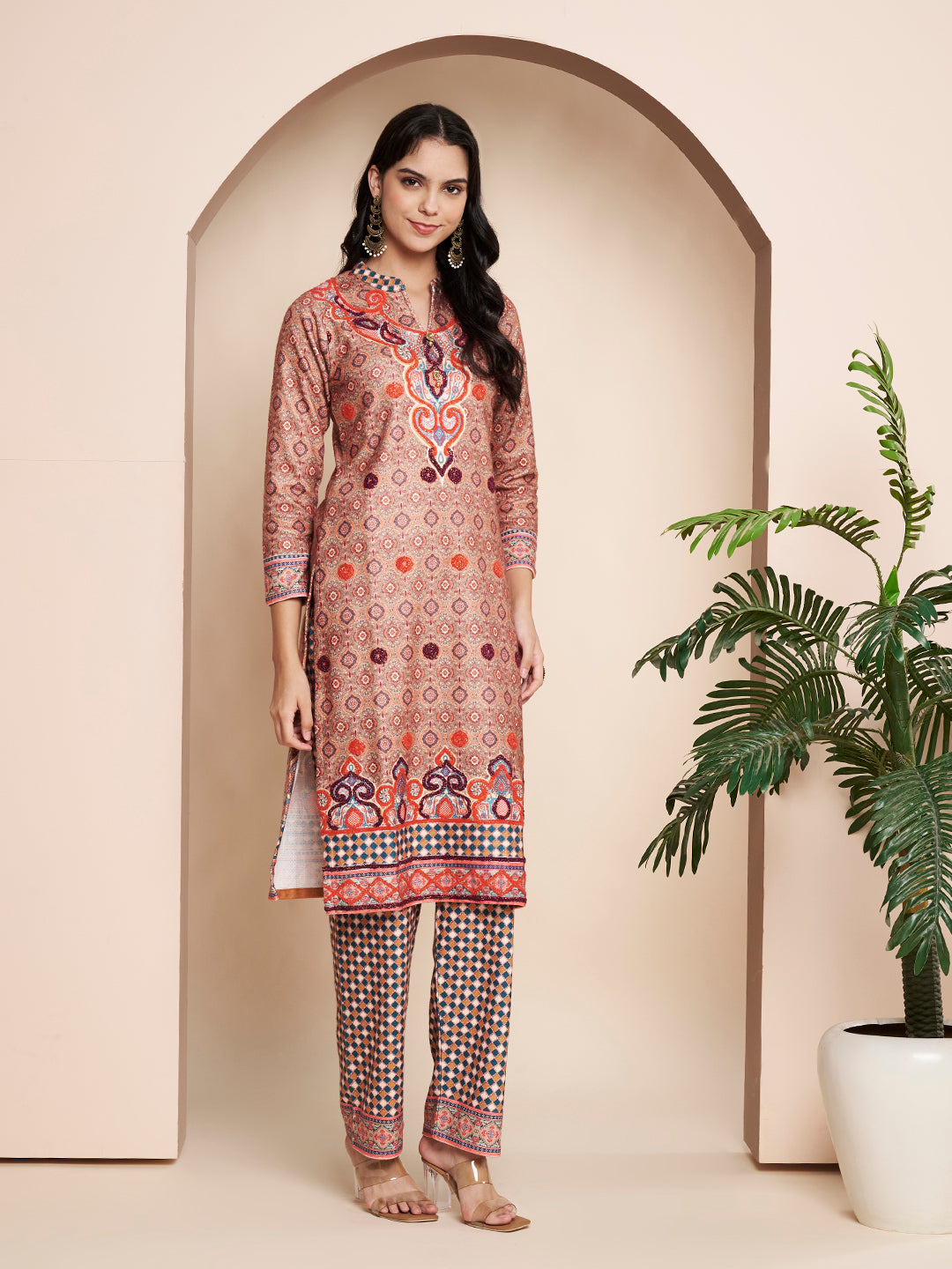 Winter Kurta Printed Handwork With Pant