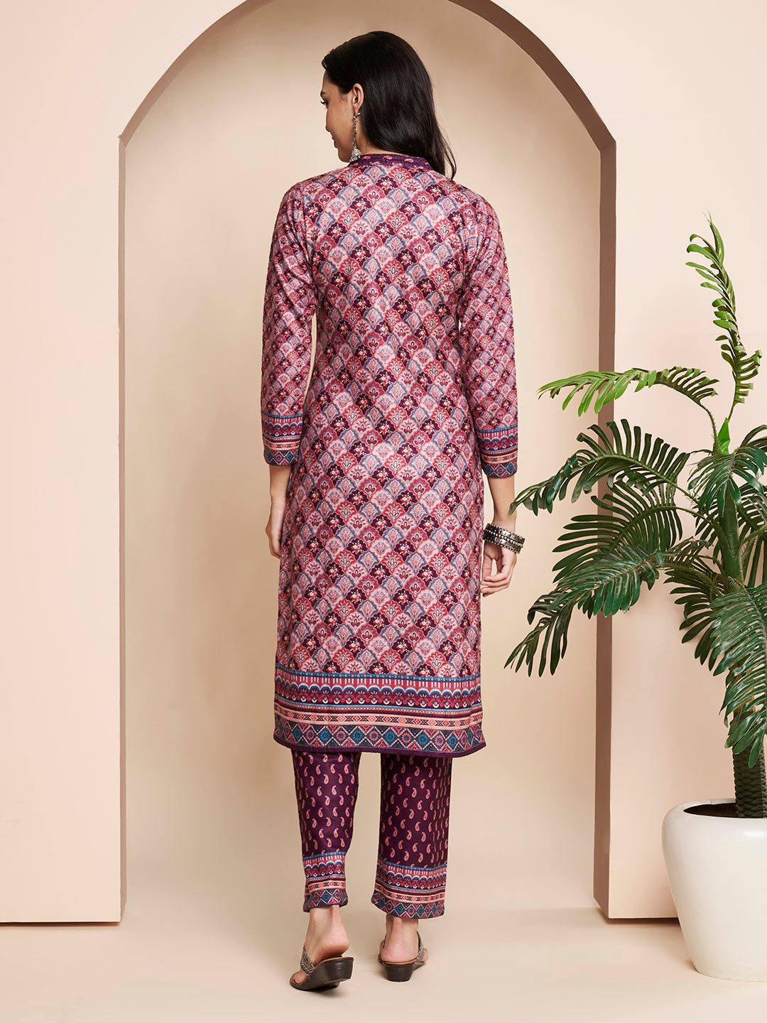 Winter Kurta Printed Handwork With Pant