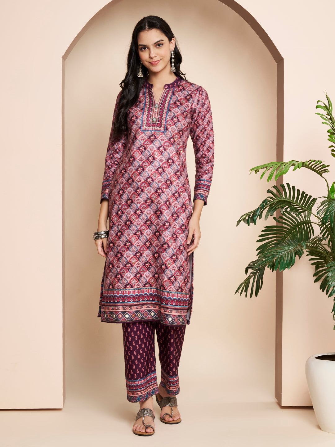 Winter Kurta Printed Handwork With Pant