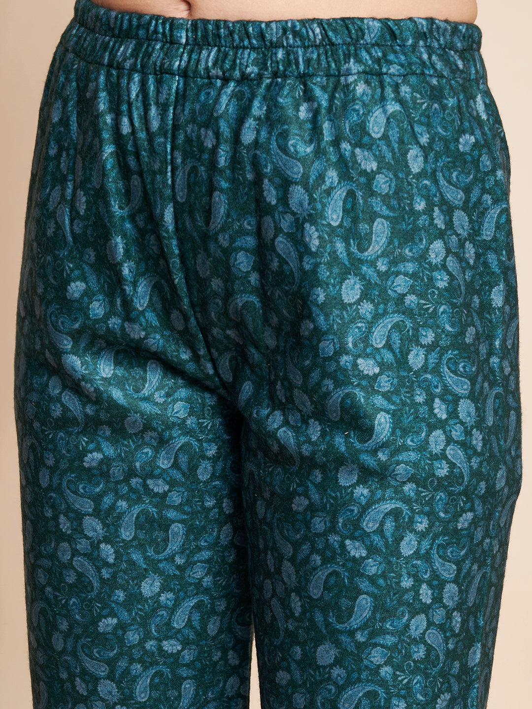 Winter Printed Handwork Kurta With Pant