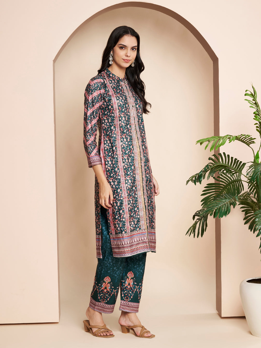 Winter Printed Handwork Kurta With Pant