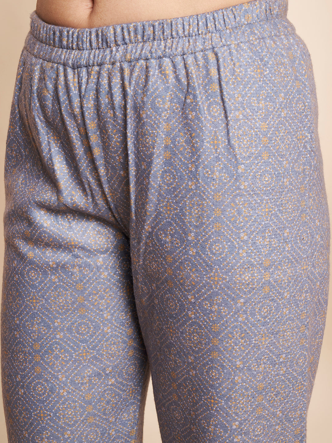 Winter Printed Handwork Kurta with Pant & Shawl