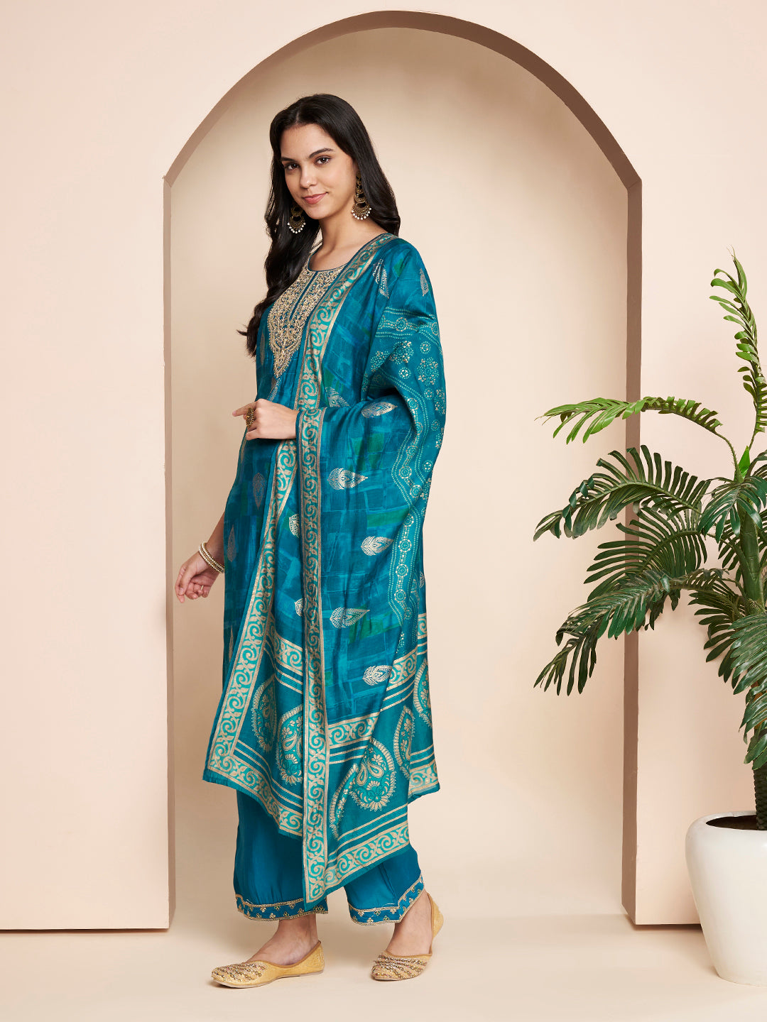 Embroidered Kurta Set with Pant & Dupatta