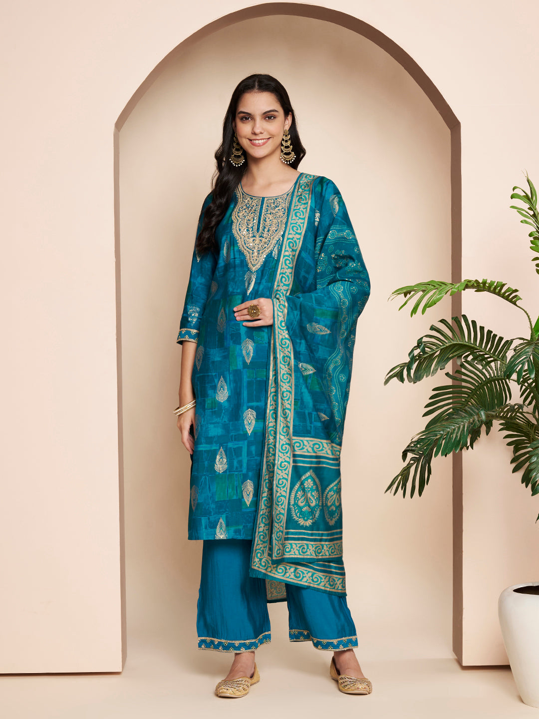 Embroidered Kurta Set with Pant & Dupatta