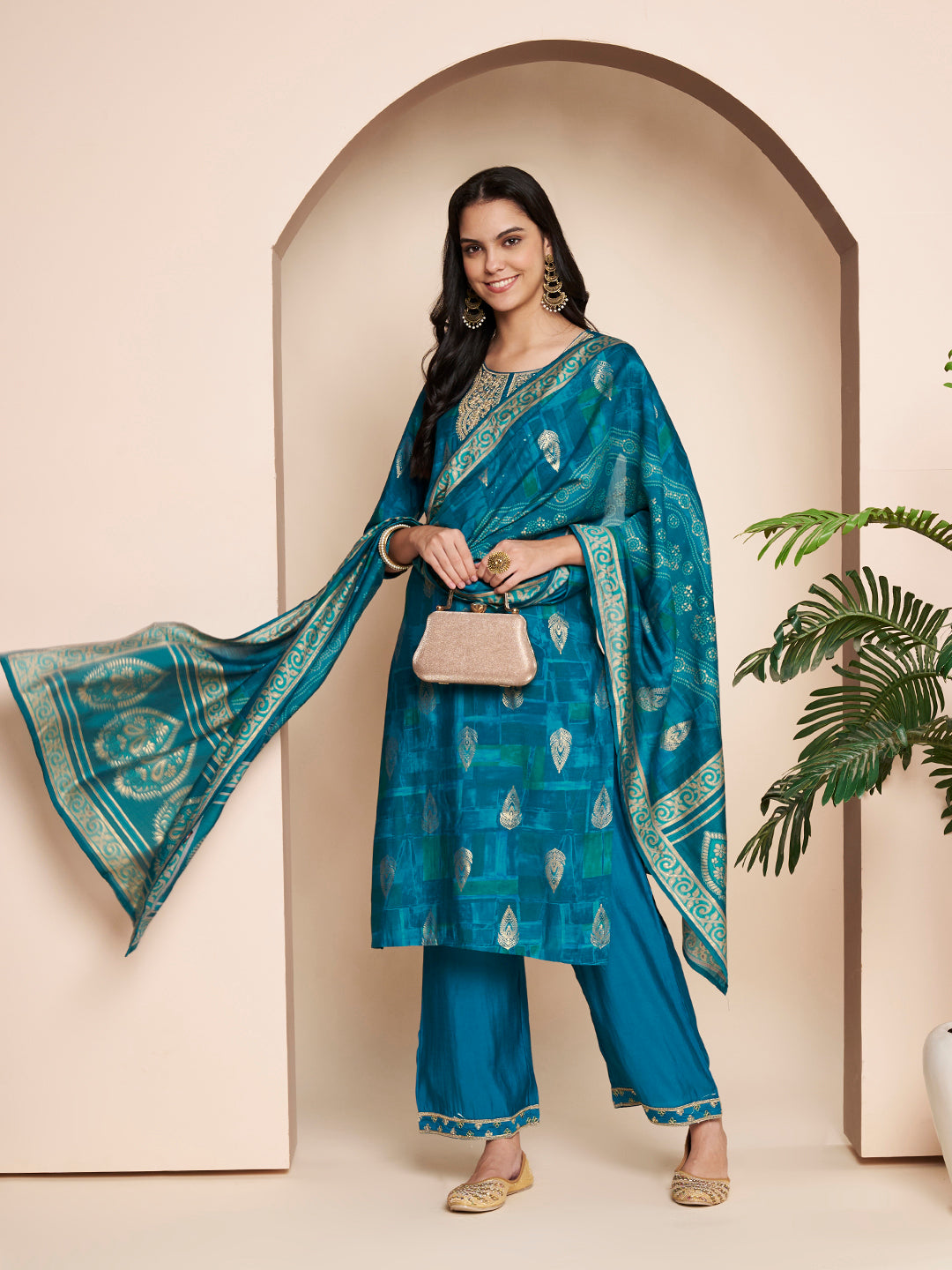 Embroidered Kurta Set with Pant & Dupatta