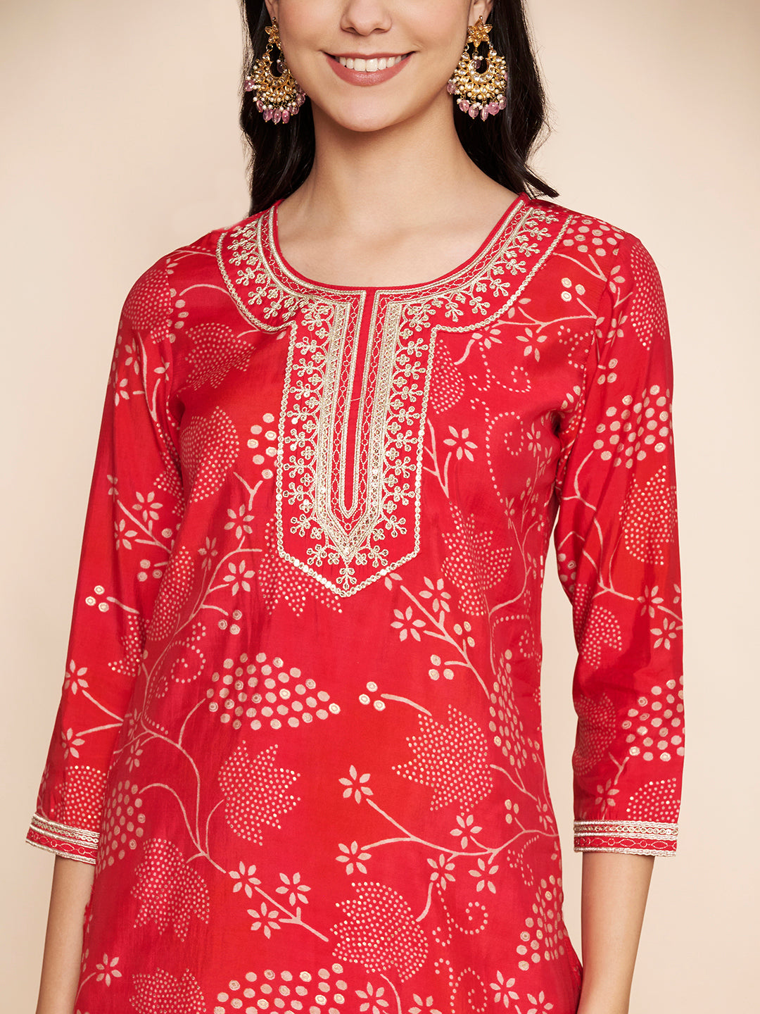 Fuchsia Embroidered Kurta Set with Pant & Dupatta