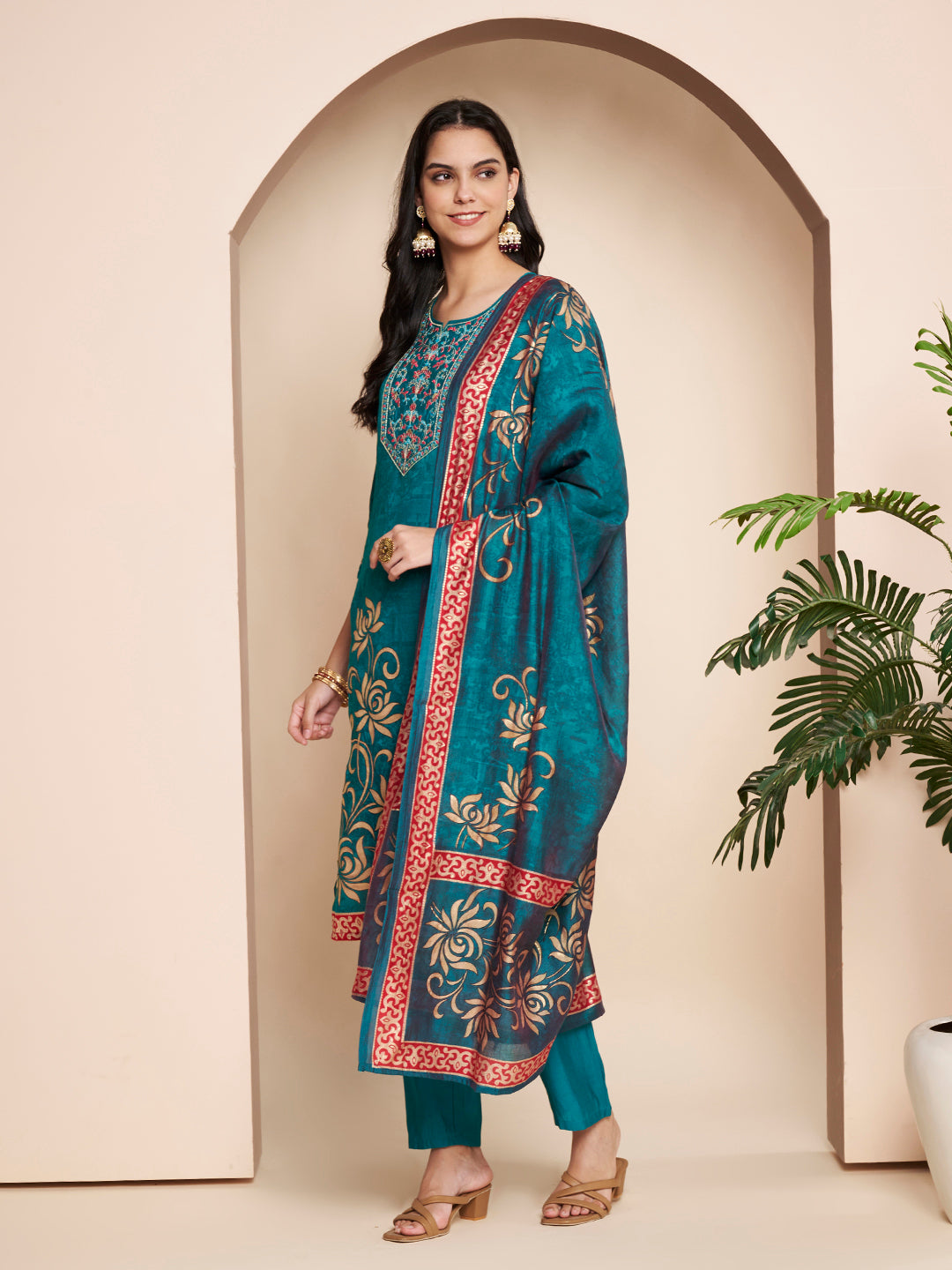 Elegant Embroidered Kurta Set with Pant & Dupatta