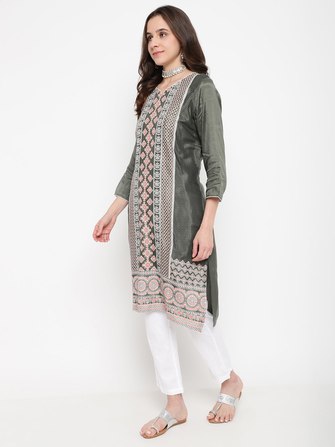 Be Indi Women Grey Printed kurta