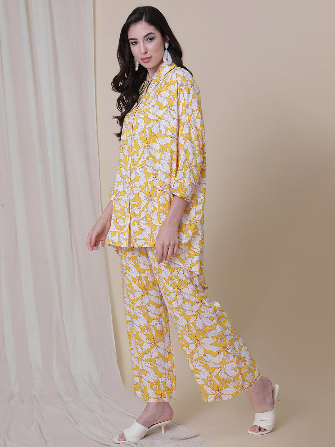 Yellow Color floral Printed Co-Ord Set .