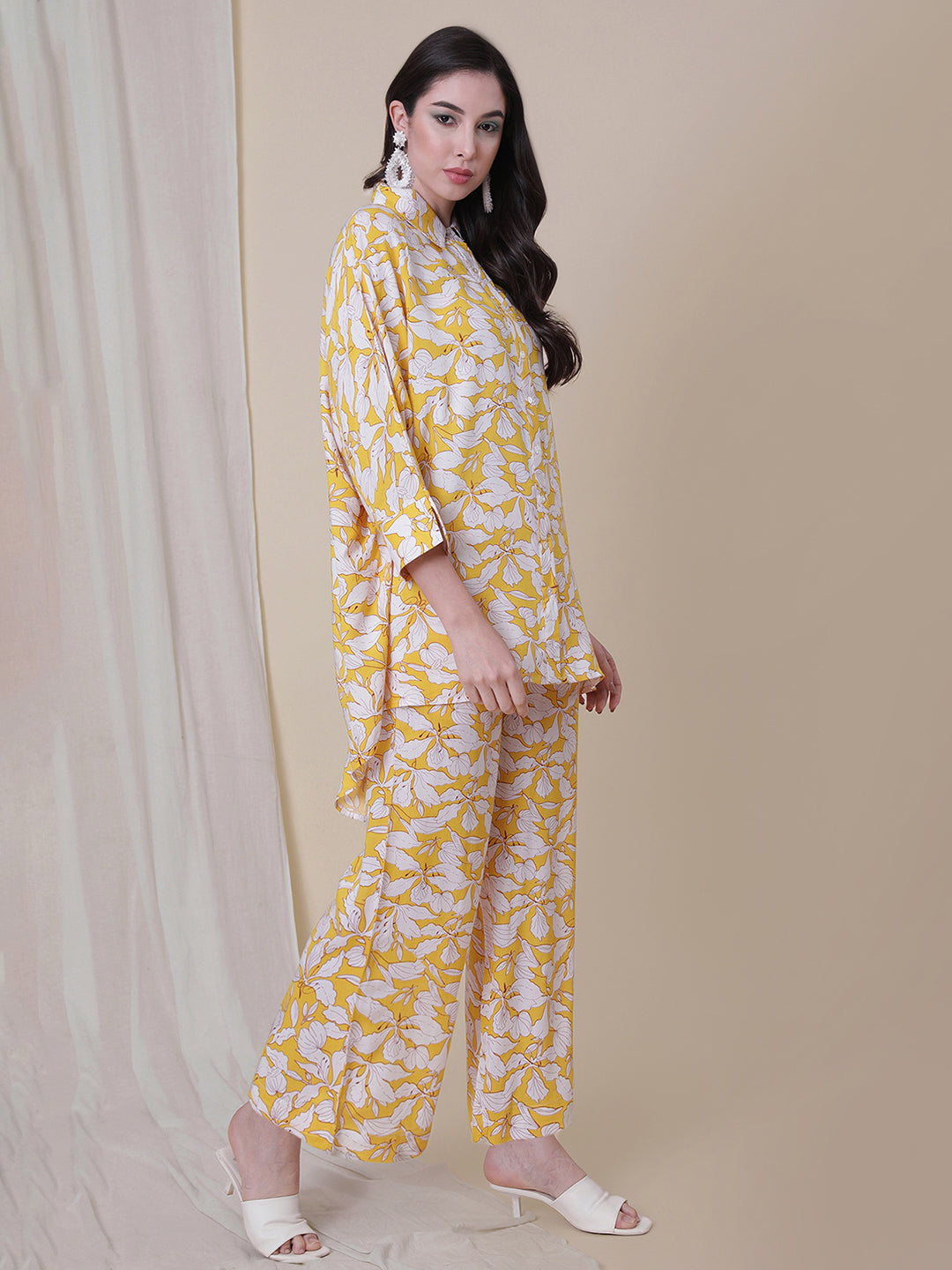 Yellow Color floral Printed Co-Ord Set .