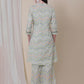 Green Embroidered A-Line Kurta With Palazzo.