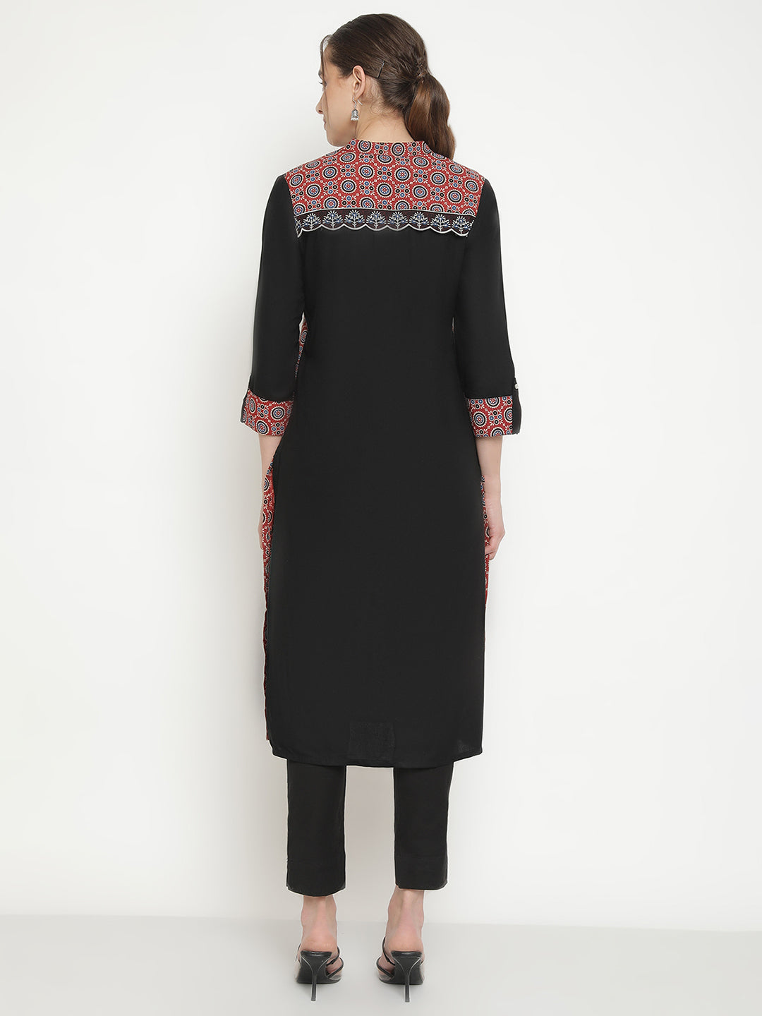 Black Ajrak Printed Kurta.