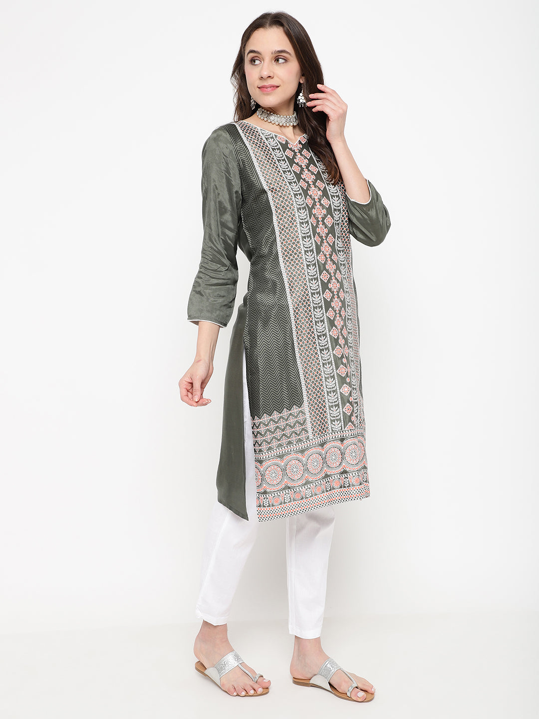 Be Indi Women Grey Printed kurta