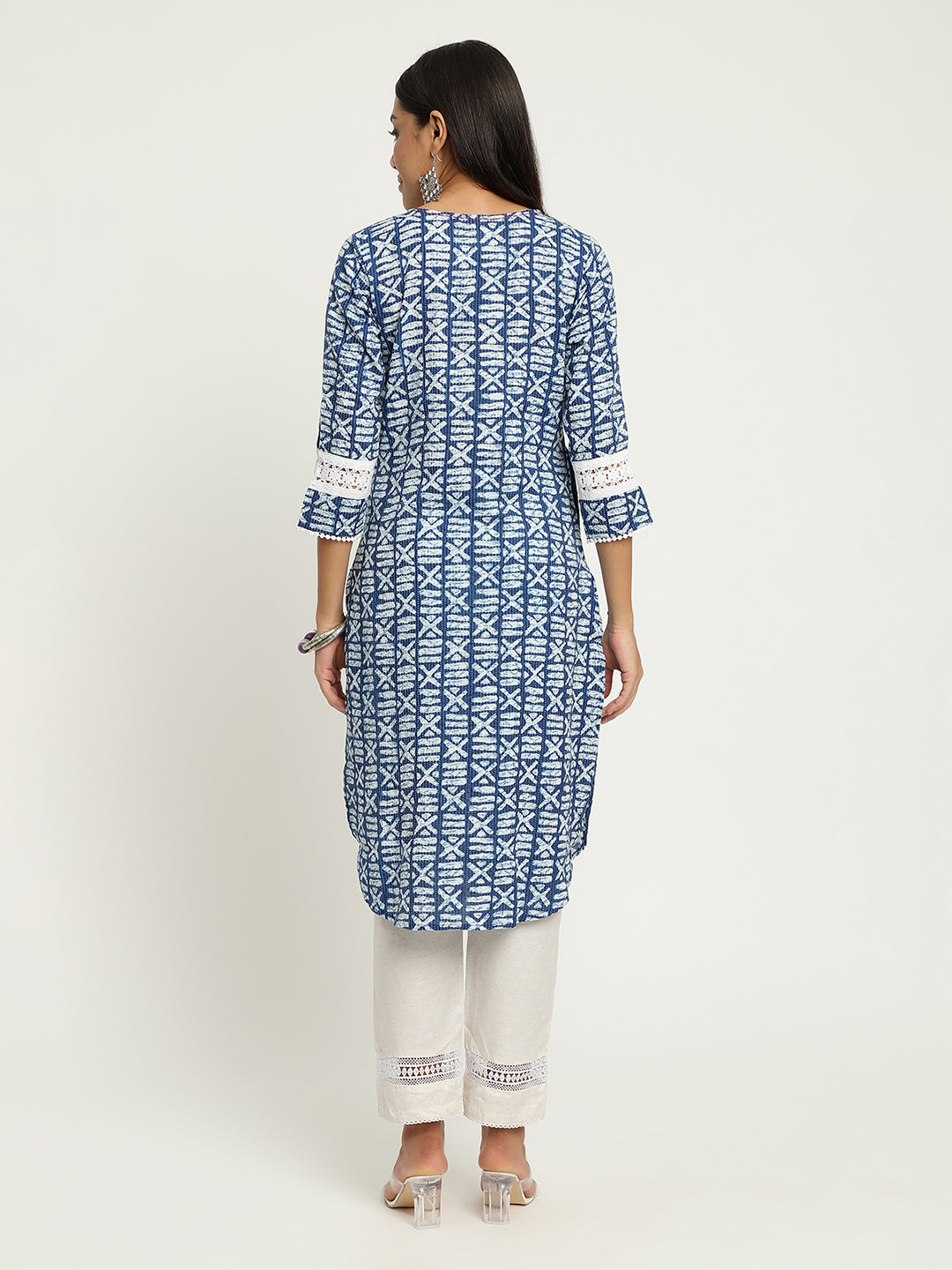 Women Blue Block Printed Kurta