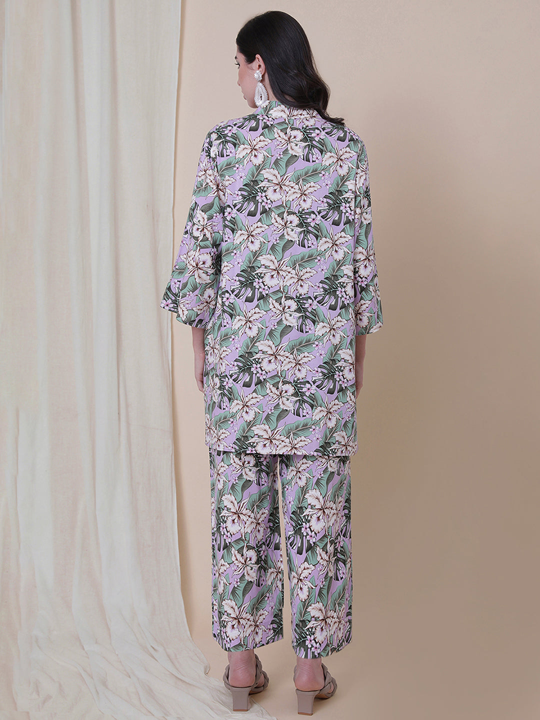 Lavender Color floral Printed Co-Ord Set .