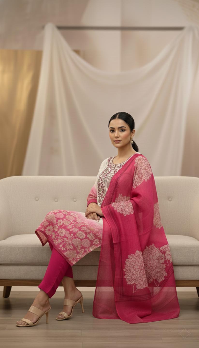 Elegant Ombre Kurta Set with Dupatta