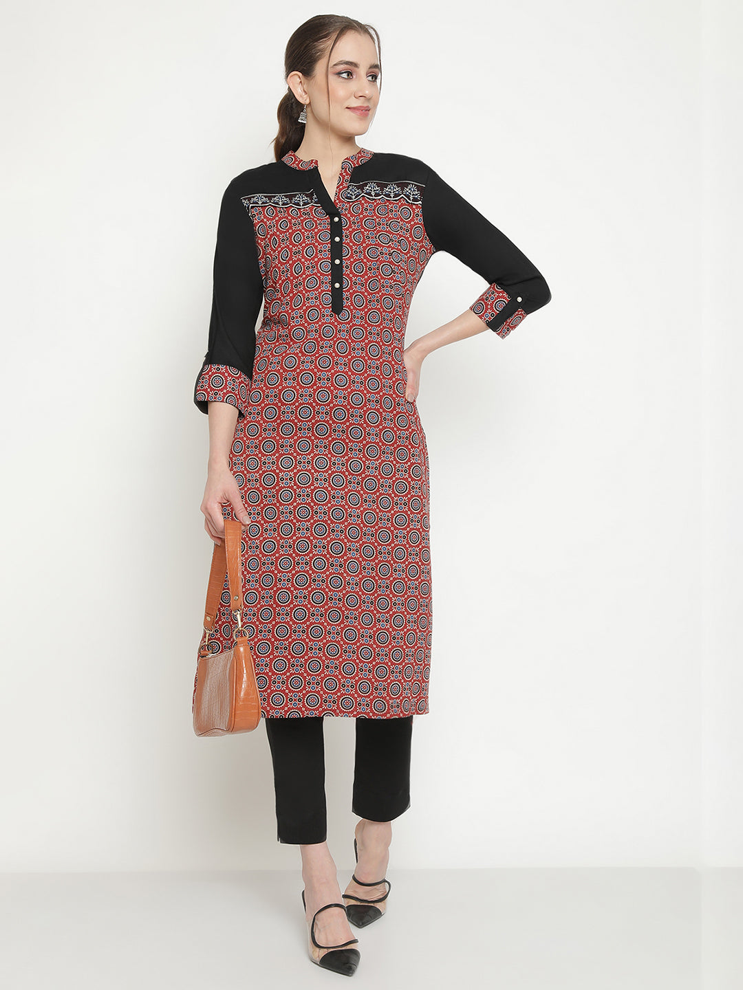 Black Ajrak Printed Kurta.