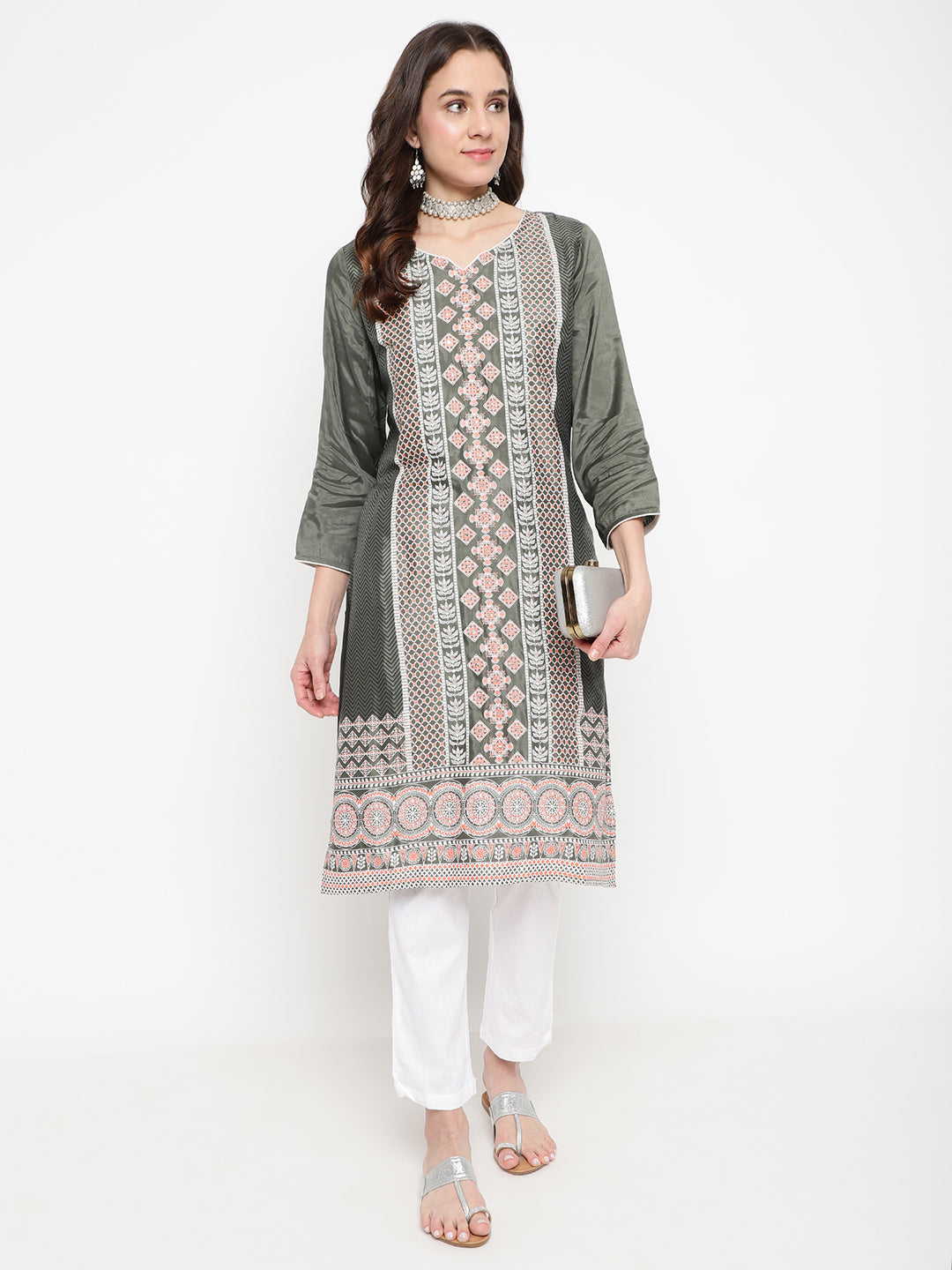 Be Indi Women Grey Printed kurta
