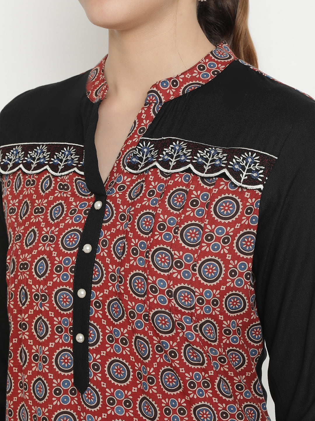 Black Ajrak Printed Kurta.