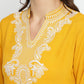 Women Yellow Embroidered Kurta with Pant .