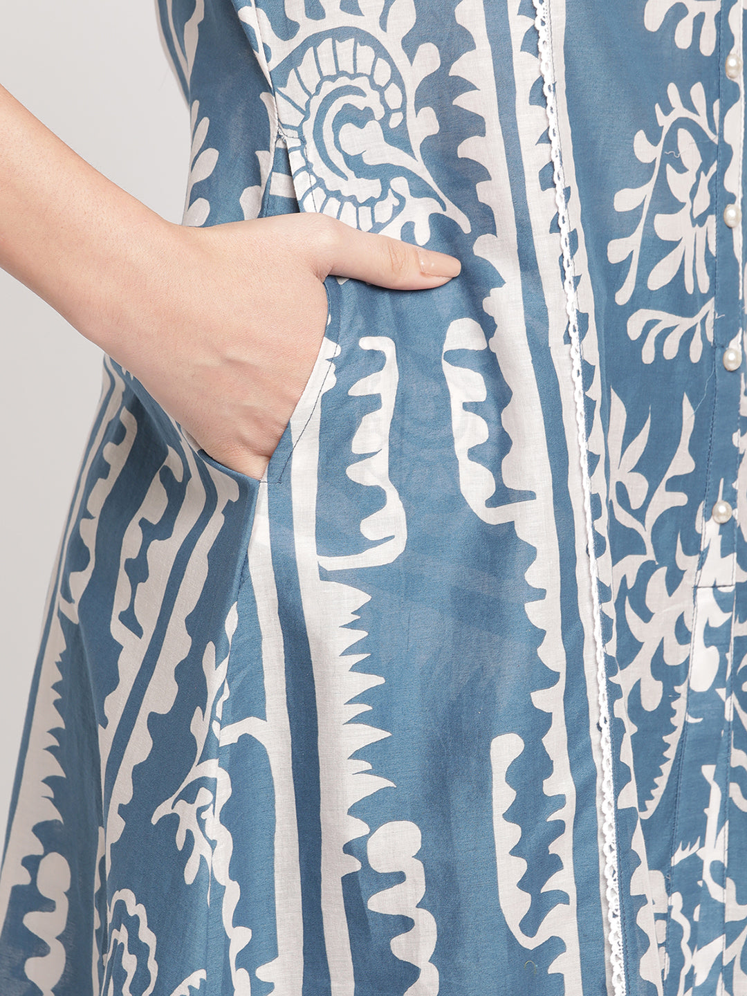 Blue Ethnic Printed A-Line kurta