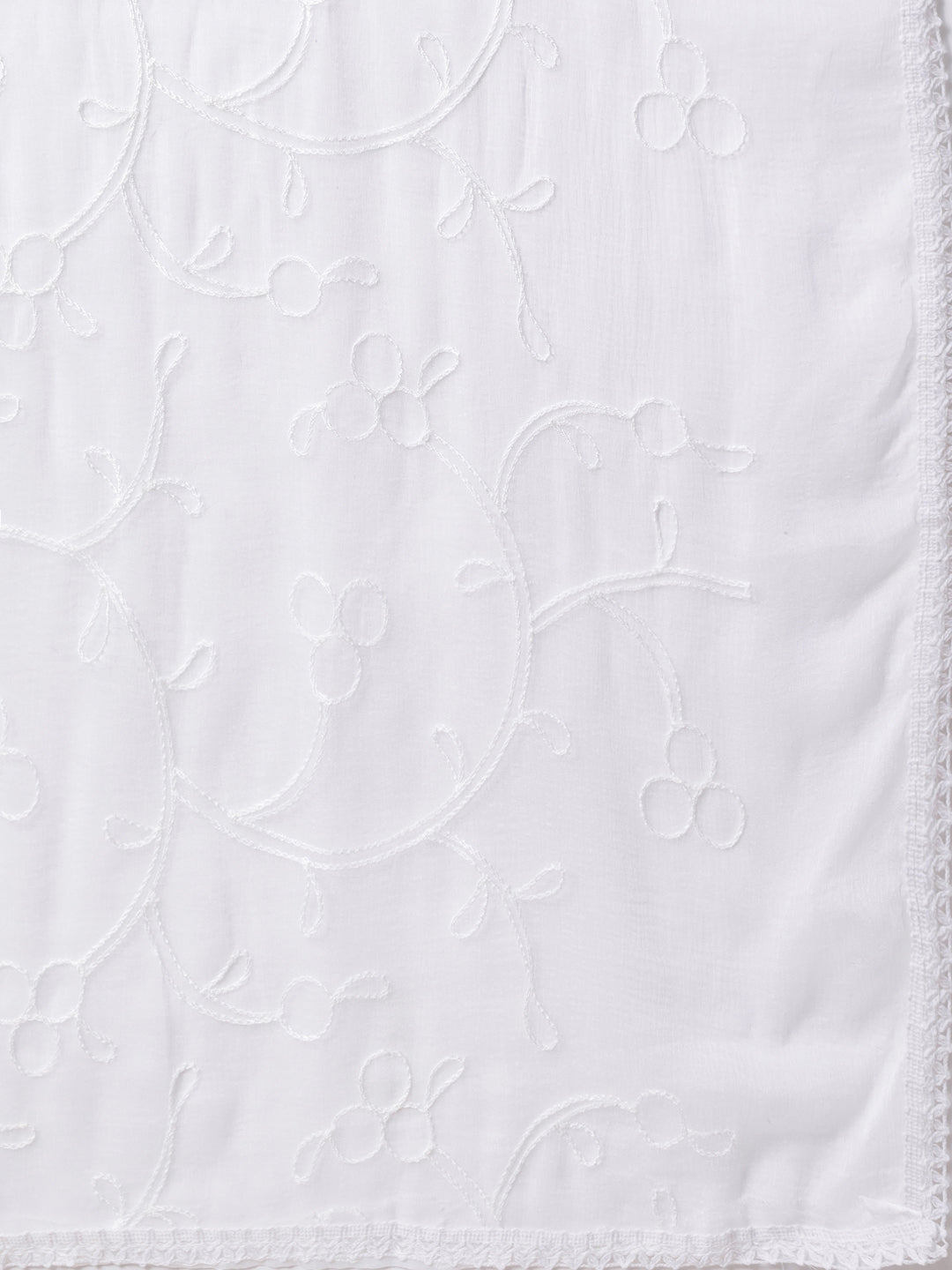 Purple Embroidered Kurta With Straight Pant & With Dupatta.