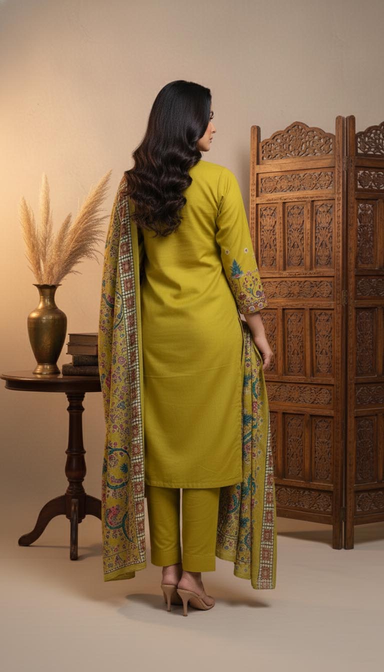 Olive Green Printed Premium Kurta set .