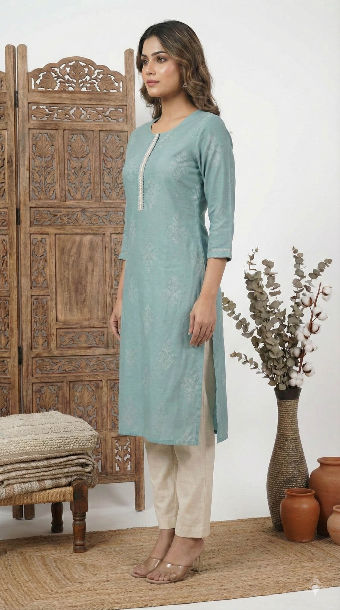 Aqua straight fit printed kurta