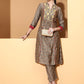 Be Indi Women Grey Embroidered A-Line Kurta With Trouser