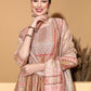 Be Indi Women Brown Mirror Work Embroidered Anarkali Kurta With Pant & With Dupatta