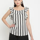 BeIndi Women Black & White Striped  Top