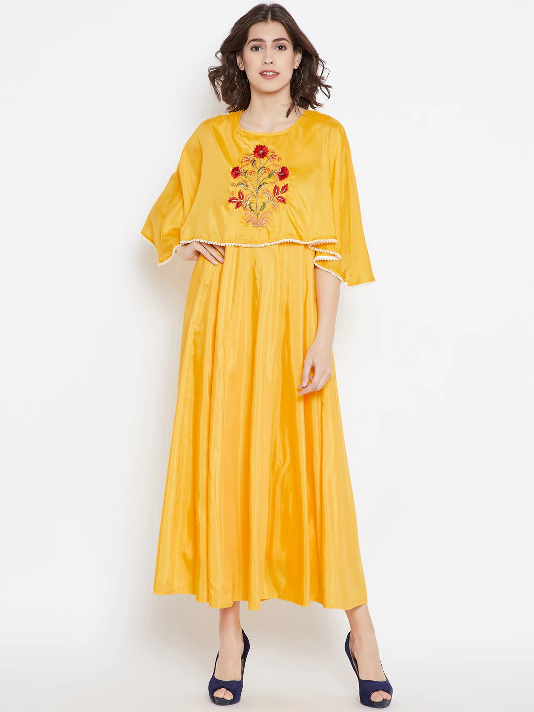 Be Indi Women Yellow Solid Maxi Dress