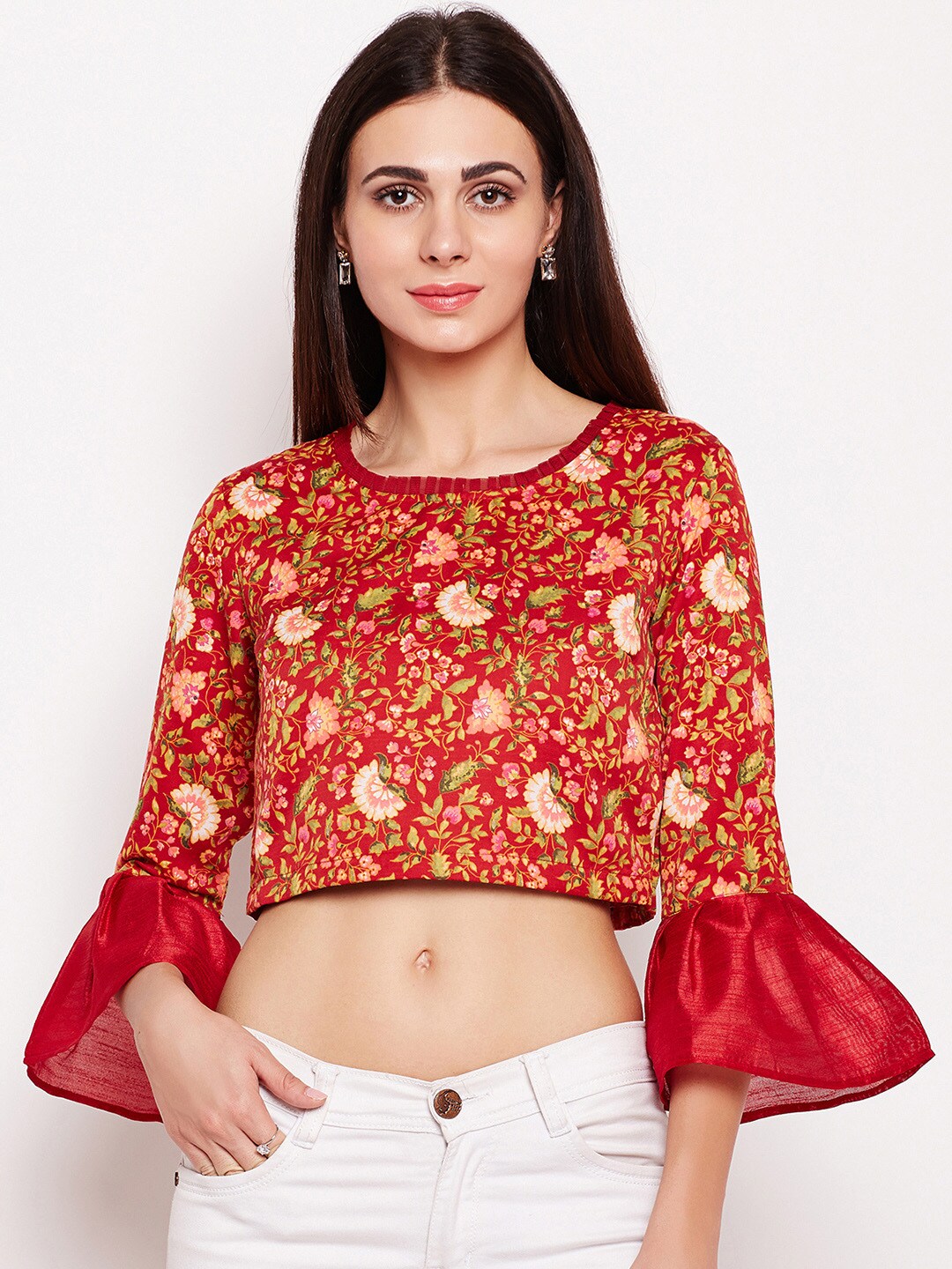 Be Indi Women red Printed Crop Top