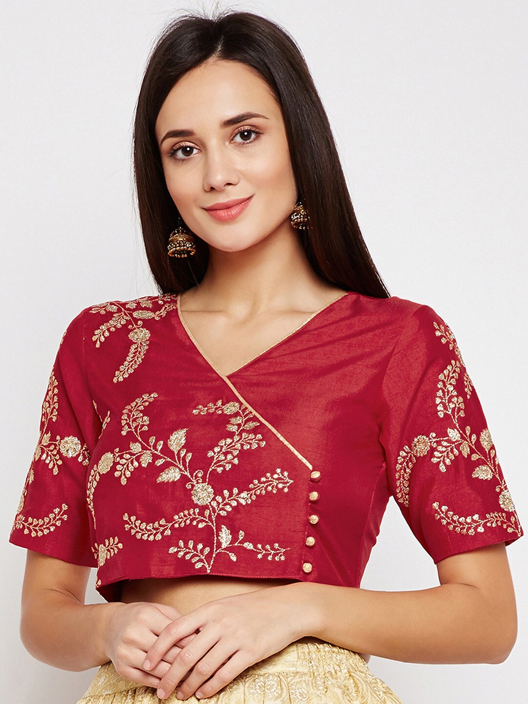 Be Indi Women Maroon Embroidered Top