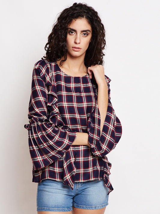 BeIndi Women Multicolored Checked Top