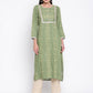 Be Indi Women Green Printed Kurta With Yoke Design .
