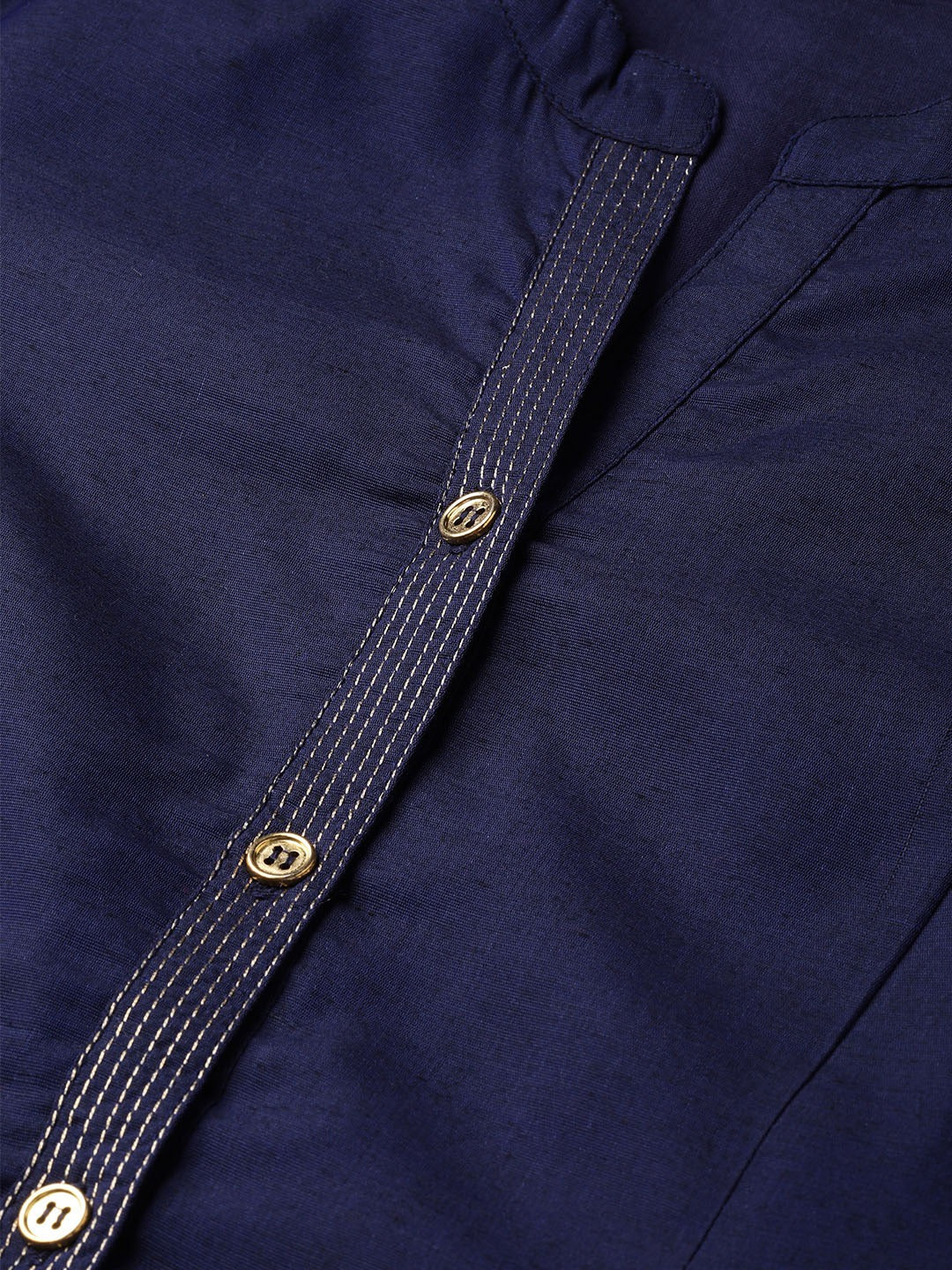 Be Indi Women Navy Blue Solid A-Line Kurta