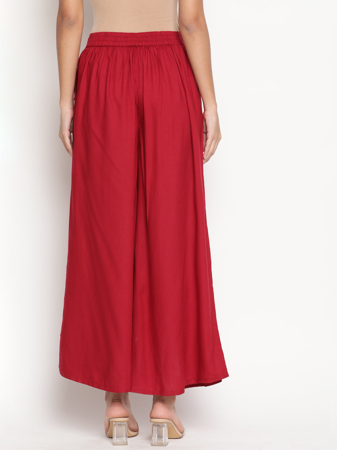 Be Indi Women Maroon Flared Ethnic Palazzos